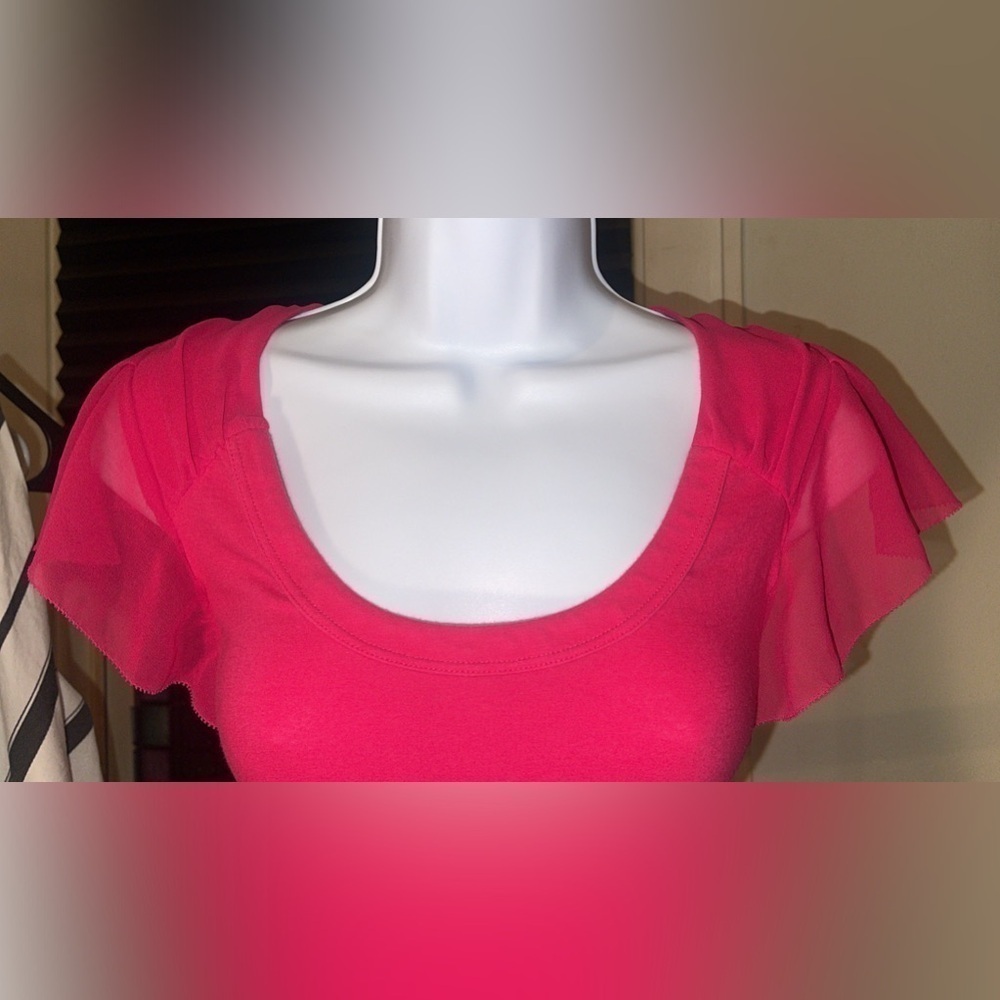 Banana Republic Petal Sleeve Pink Scoop neck Top XS - Picture 3 of 9